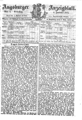 Augsburger Anzeigeblatt Samstag 4. Januar 1873