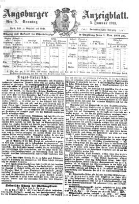 Augsburger Anzeigeblatt Sonntag 5. Januar 1873