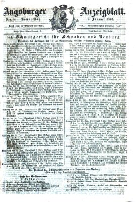 Augsburger Anzeigeblatt Donnerstag 9. Januar 1873