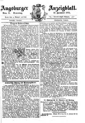 Augsburger Anzeigeblatt Sonntag 12. Januar 1873