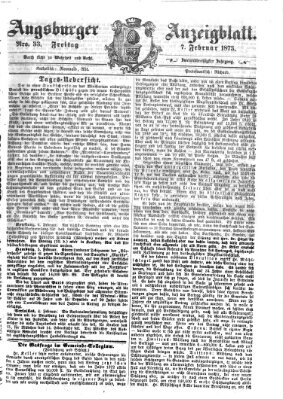 Augsburger Anzeigeblatt Freitag 7. Februar 1873