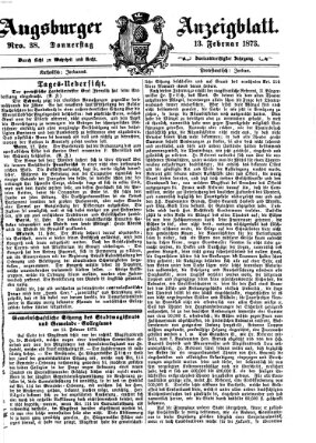 Augsburger Anzeigeblatt Donnerstag 13. Februar 1873