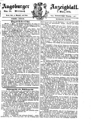 Augsburger Anzeigeblatt Mittwoch 5. März 1873