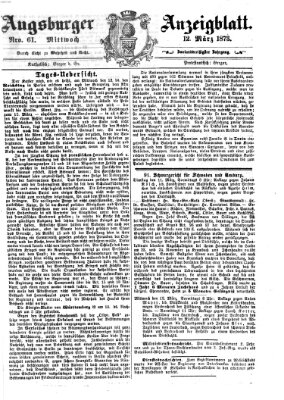 Augsburger Anzeigeblatt Mittwoch 12. März 1873