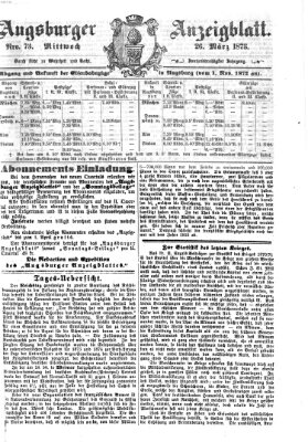 Augsburger Anzeigeblatt Mittwoch 26. März 1873