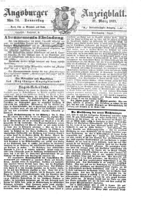 Augsburger Anzeigeblatt Donnerstag 27. März 1873