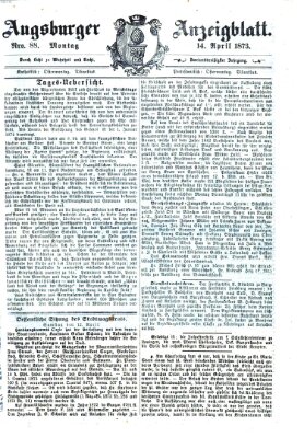 Augsburger Anzeigeblatt Montag 14. April 1873