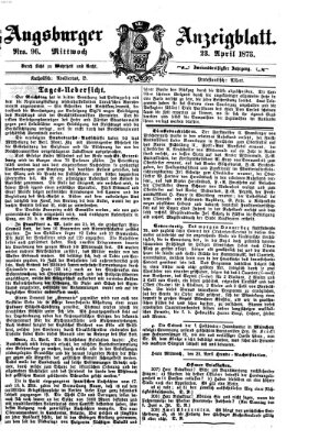 Augsburger Anzeigeblatt Mittwoch 23. April 1873