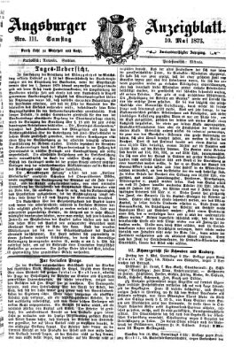 Augsburger Anzeigeblatt Samstag 10. Mai 1873