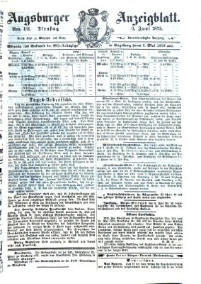 Augsburger Anzeigeblatt Dienstag 3. Juni 1873