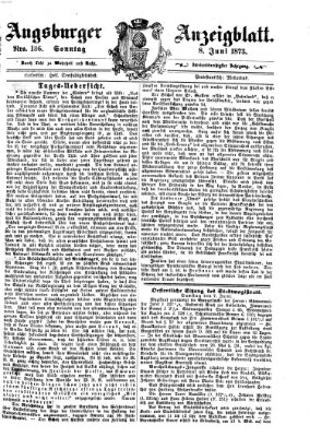 Augsburger Anzeigeblatt Sonntag 8. Juni 1873