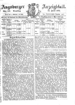 Augsburger Anzeigeblatt Samstag 14. Juni 1873