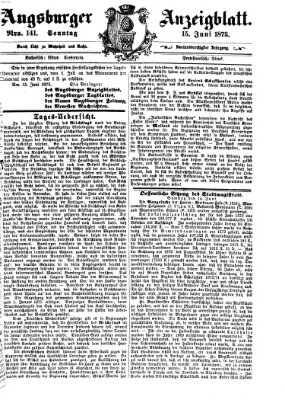 Augsburger Anzeigeblatt Sonntag 15. Juni 1873