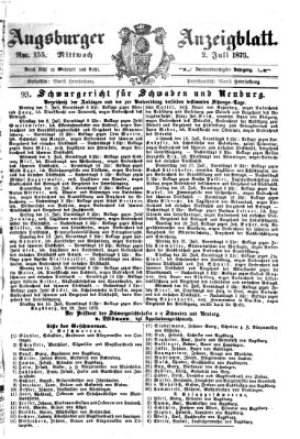 Augsburger Anzeigeblatt Mittwoch 2. Juli 1873