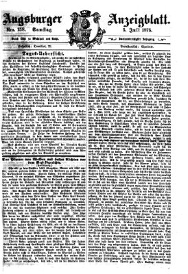 Augsburger Anzeigeblatt Samstag 5. Juli 1873