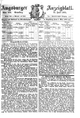 Augsburger Anzeigeblatt Samstag 12. Juli 1873