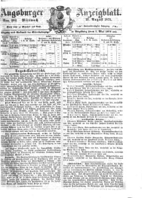 Augsburger Anzeigeblatt Mittwoch 27. August 1873