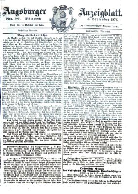 Augsburger Anzeigeblatt Mittwoch 3. September 1873