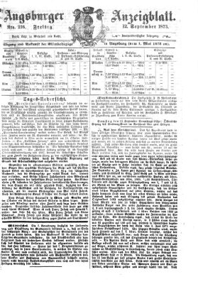 Augsburger Anzeigeblatt Freitag 12. September 1873