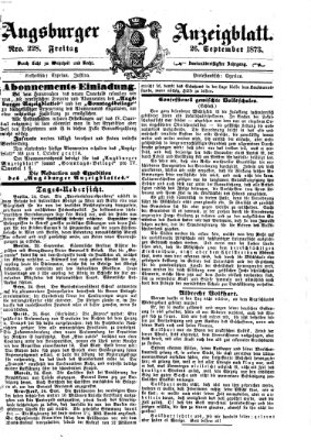 Augsburger Anzeigeblatt Freitag 26. September 1873