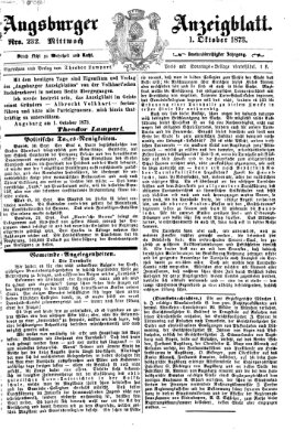 Augsburger Anzeigeblatt Mittwoch 1. Oktober 1873