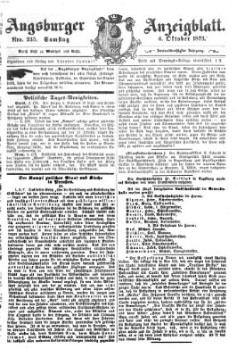 Augsburger Anzeigeblatt Samstag 4. Oktober 1873