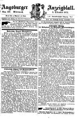 Augsburger Anzeigeblatt Mittwoch 8. Oktober 1873