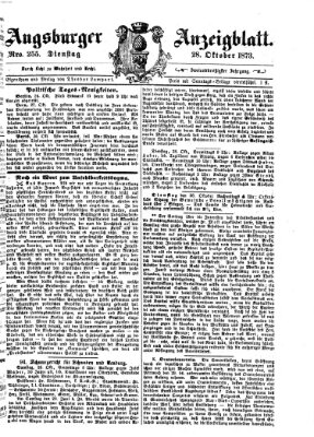 Augsburger Anzeigeblatt Dienstag 28. Oktober 1873