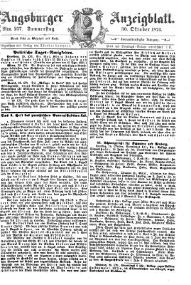 Augsburger Anzeigeblatt Donnerstag 30. Oktober 1873