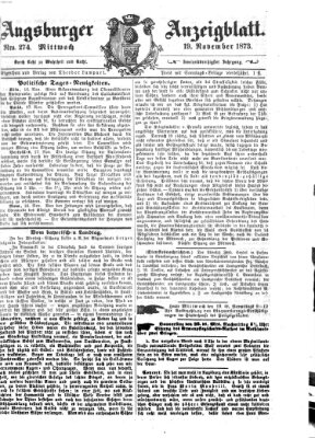 Augsburger Anzeigeblatt Mittwoch 19. November 1873