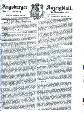 Augsburger Anzeigeblatt Samstag 22. November 1873