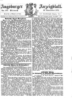 Augsburger Anzeigeblatt Mittwoch 26. November 1873