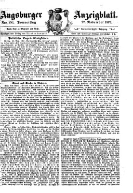 Augsburger Anzeigeblatt Donnerstag 27. November 1873