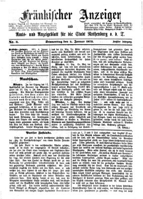 Fränkischer Anzeiger Donnerstag 4. Januar 1872