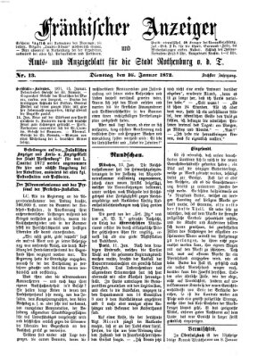 Fränkischer Anzeiger Dienstag 16. Januar 1872