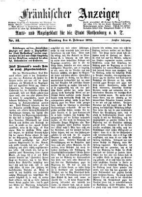 Fränkischer Anzeiger Dienstag 6. Februar 1872