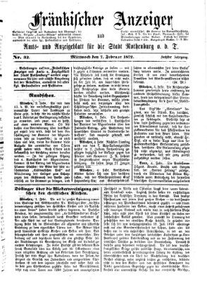 Fränkischer Anzeiger Mittwoch 7. Februar 1872