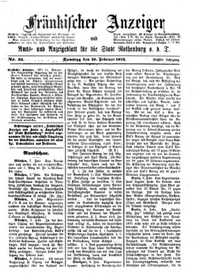 Fränkischer Anzeiger Samstag 10. Februar 1872