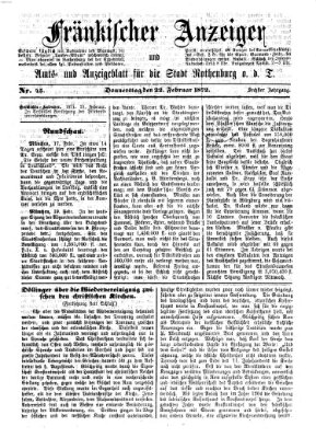 Fränkischer Anzeiger Donnerstag 22. Februar 1872