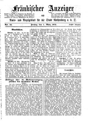 Fränkischer Anzeiger Freitag 1. März 1872