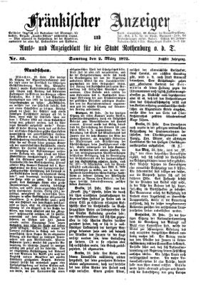 Fränkischer Anzeiger Samstag 2. März 1872