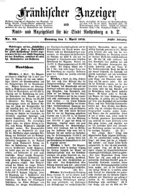 Fränkischer Anzeiger Sonntag 7. April 1872