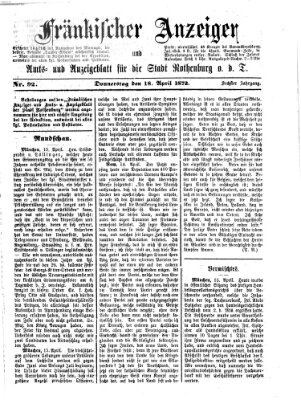 Fränkischer Anzeiger Donnerstag 18. April 1872