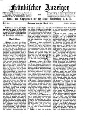 Fränkischer Anzeiger Samstag 20. April 1872