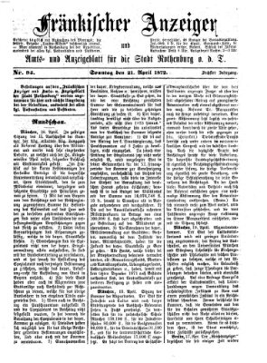 Fränkischer Anzeiger Sonntag 21. April 1872