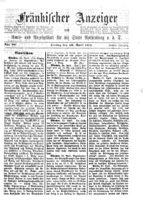 Fränkischer Anzeiger Freitag 26. April 1872