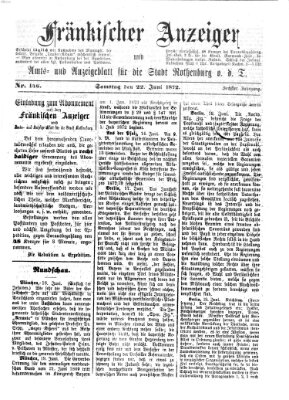 Fränkischer Anzeiger Samstag 22. Juni 1872