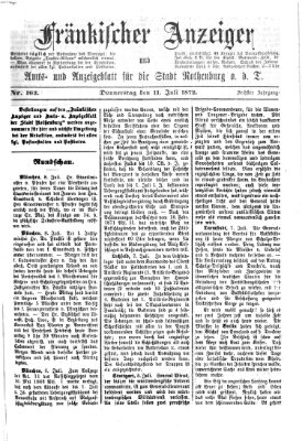 Fränkischer Anzeiger Donnerstag 11. Juli 1872