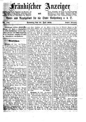 Fränkischer Anzeiger Samstag 27. Juli 1872