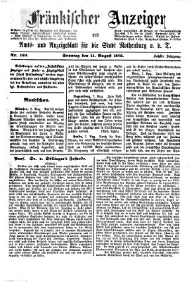 Fränkischer Anzeiger Sonntag 11. August 1872